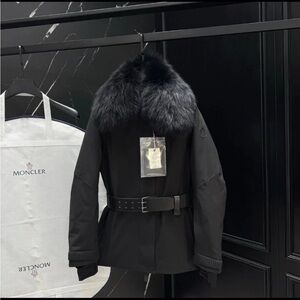 Moncler Black Jacket with Plush Fur Collar
